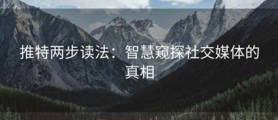 推特两步读法：智慧窥探社交媒体的真相