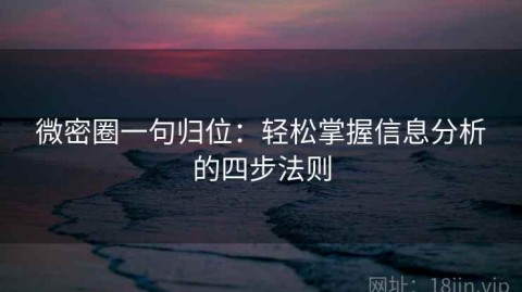 微密圈一句归位：轻松掌握信息分析的四步法则