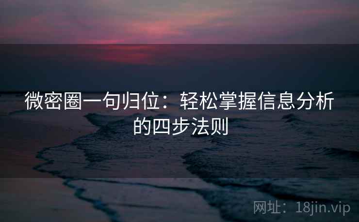 微密圈一句归位:轻松掌握信息分析的四步法则 微密圈一句归位:轻松掌握信息分析的四步法则